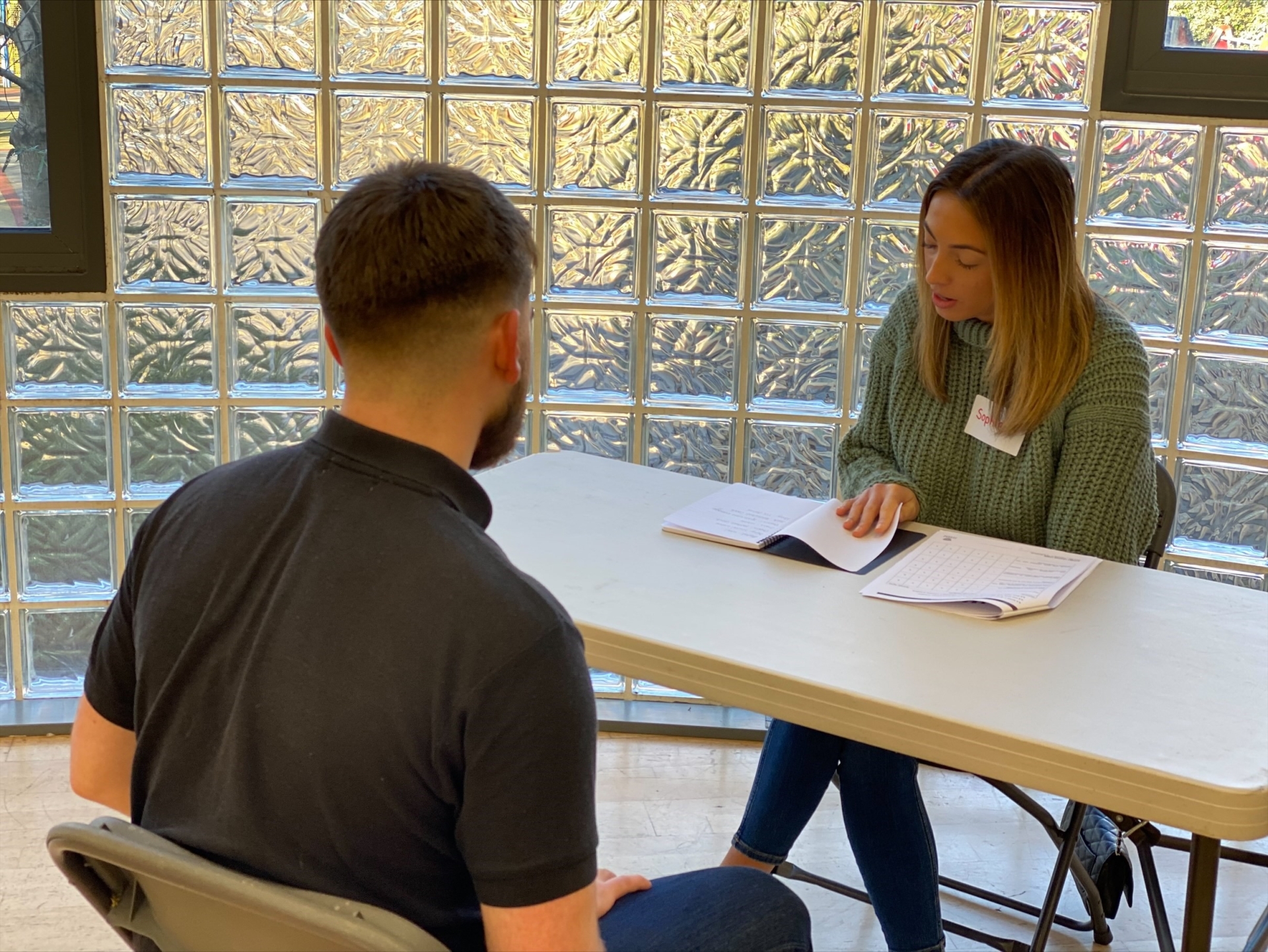 two people at meeting